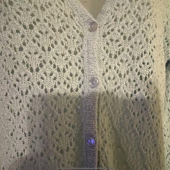VINTAGE Sag Harbour Crochet Knit Button Front V-Neck Cardigan ,size S - Picture 4 of 6